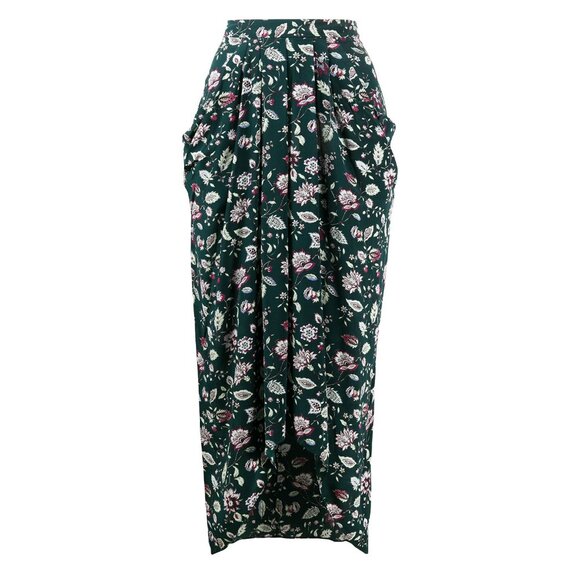 NWT Isabel Marant Green Floral print "Ginkinali" Skirt, Size 34. Fits like XXS - Picture 1 of 11